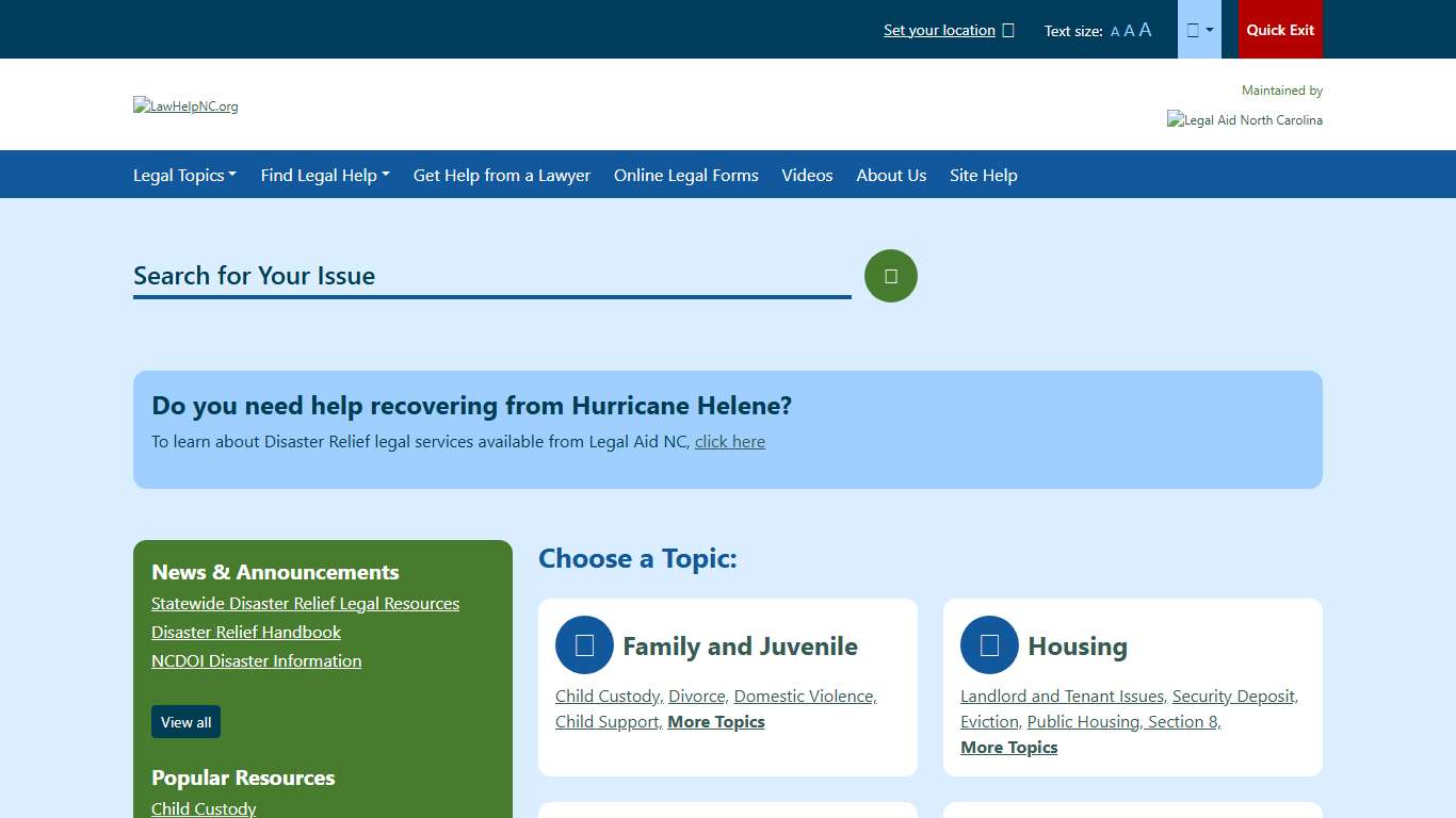 Welcome to LawHelpNC.org A guide to free and low cost legal aid, assistance and services in North Carolina